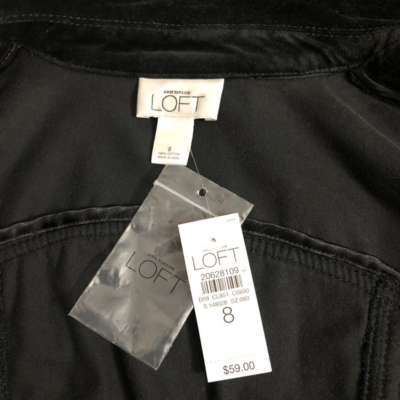 🌺New Loft Ann Taylor Velour Black Jacket size 8 - Picture 6 of 8